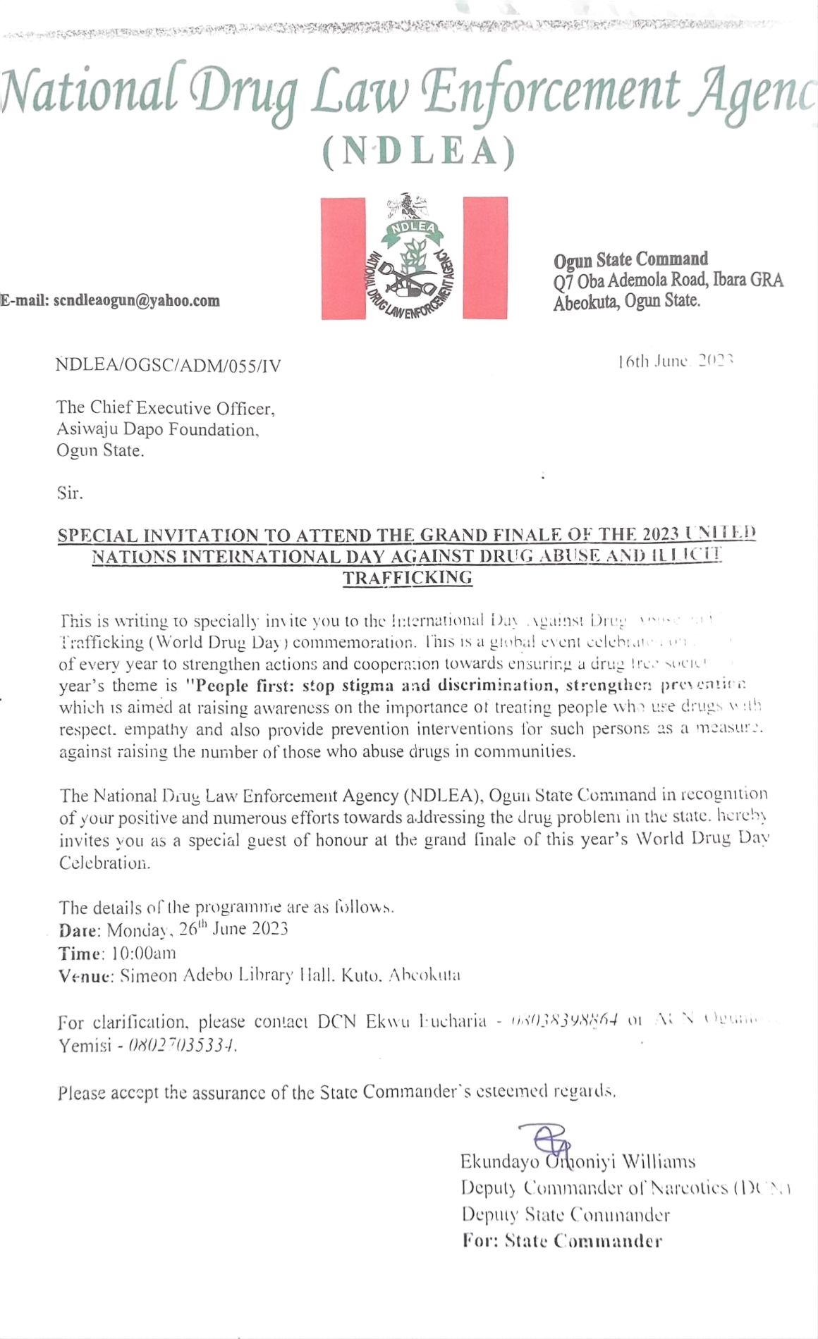 Sponsor Letter 12