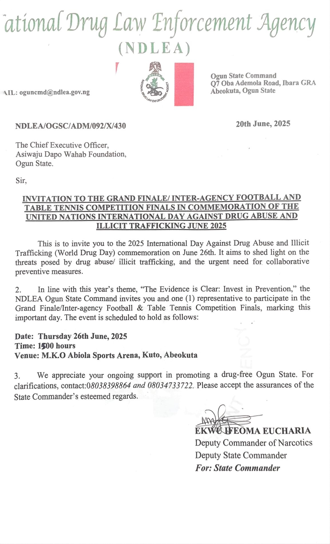 Sponsor Letter 14