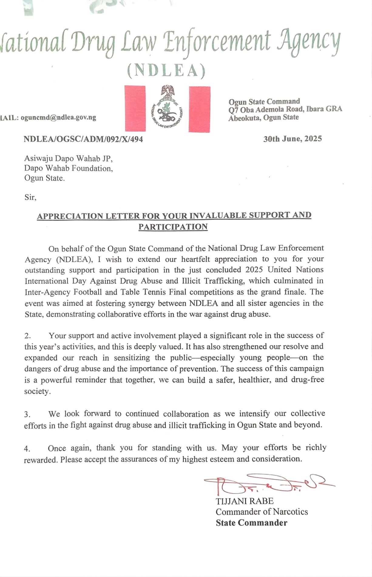 Sponsor Letter 15