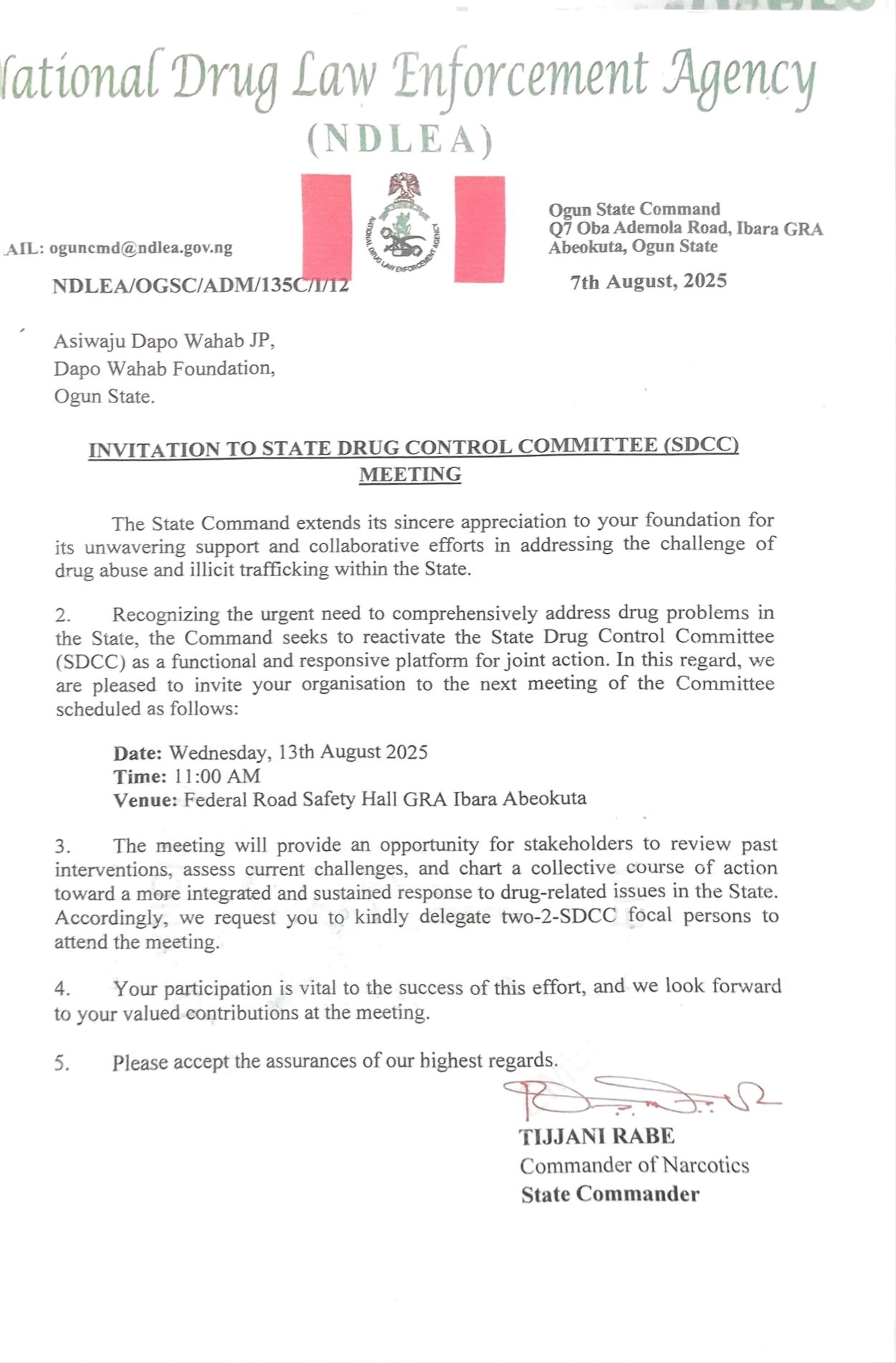 Sponsor Letter 16