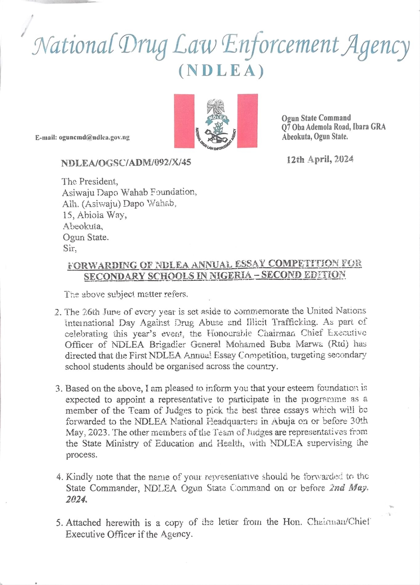 Sponsor Letter 17