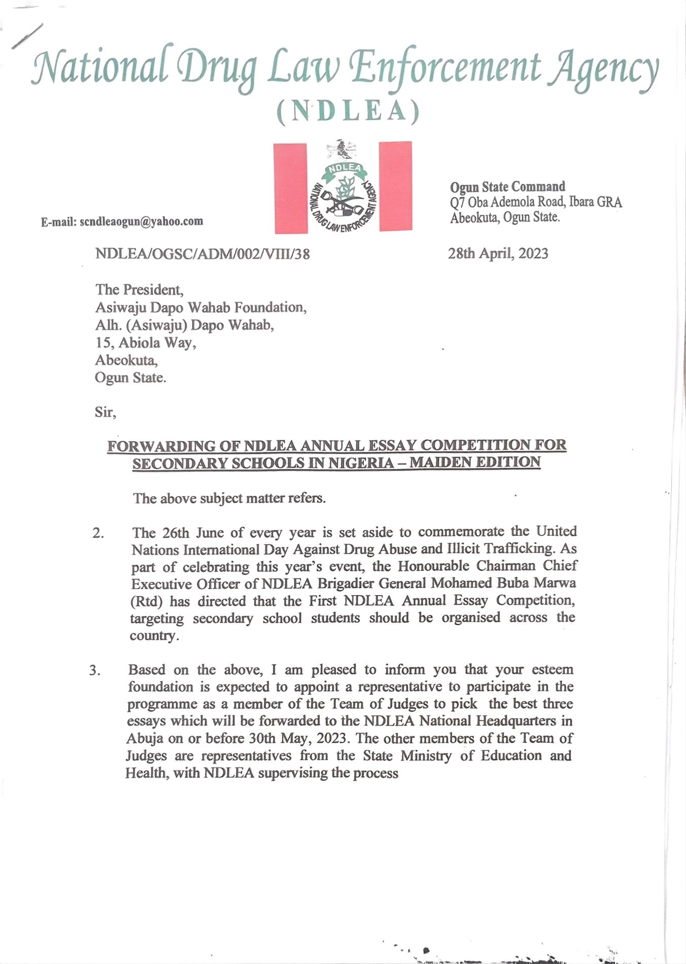 Sponsor Letter 2