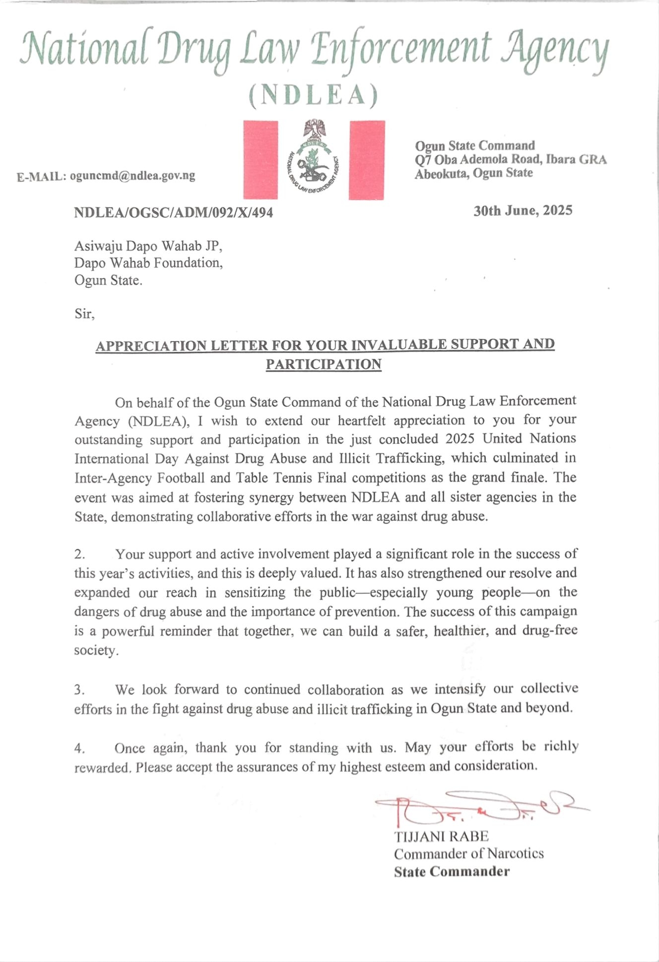 Sponsor Letter 7