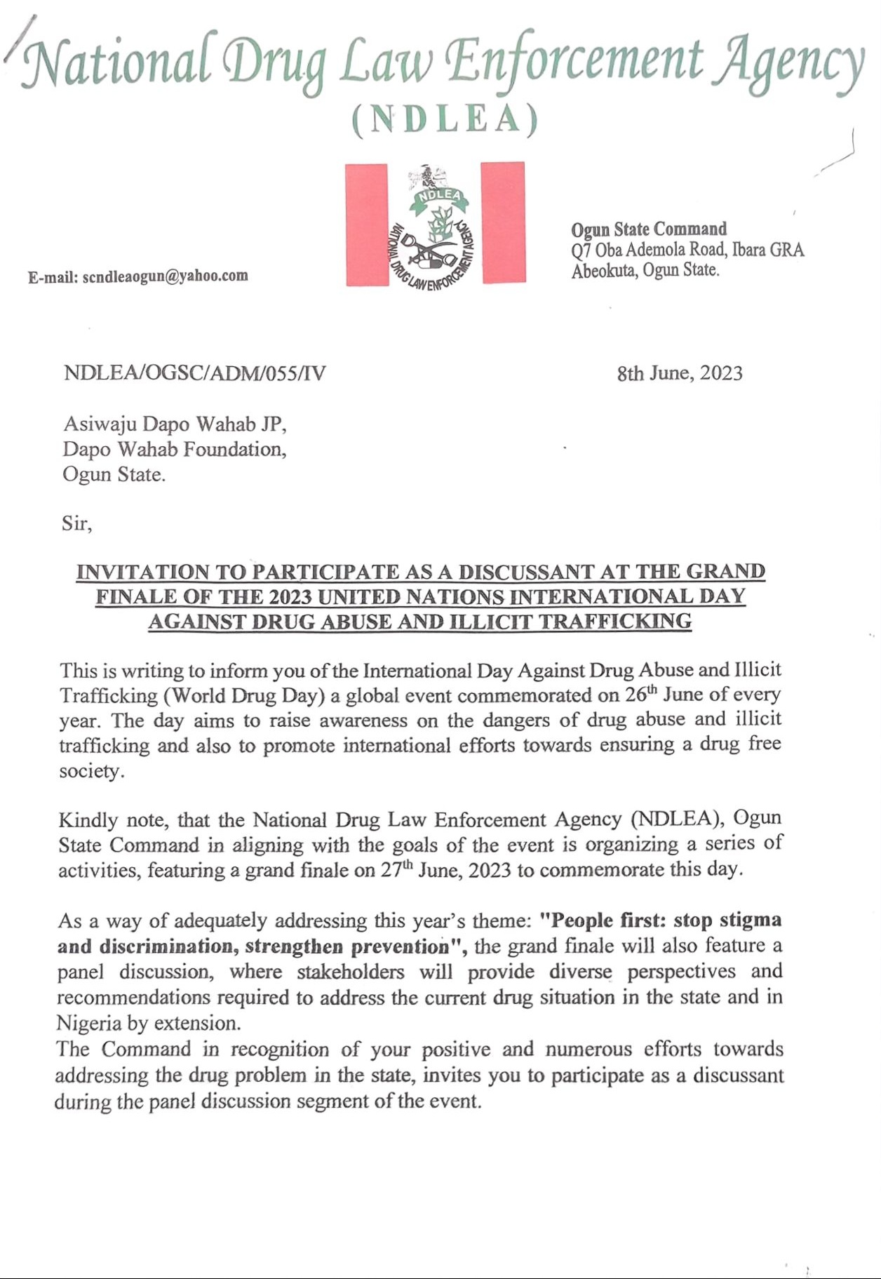 Sponsor Letter 8